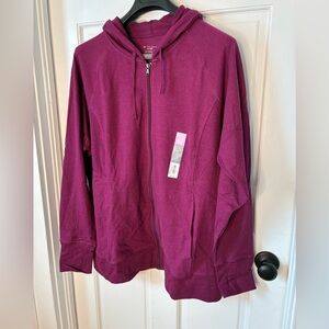 Tek Gear Essentials Magenta Zip-Up Hooded Sweatshirt 2X NWT